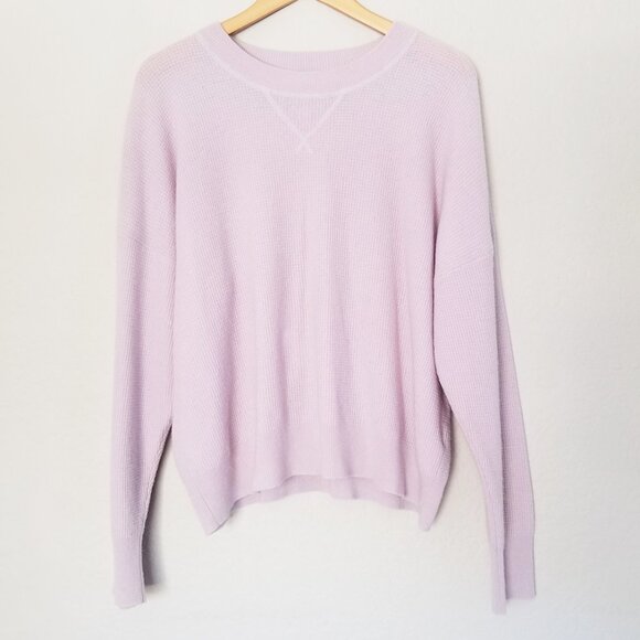 Madewell 100% Cashmere Sweatshirt XL Dusty Lavender Purple Waffle Knit SOFT $158 - Picture 5 of 16